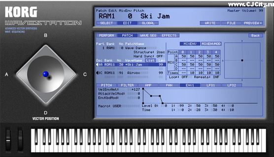 Рисунок 7. Вкладка Patch в окне Edit. KORG Wavestation